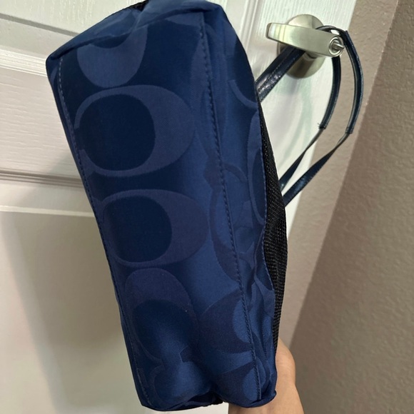 Coach F17574 Signature Tote Handbag Satin Purple Sequins Medium Blue - Picture 4 of 6